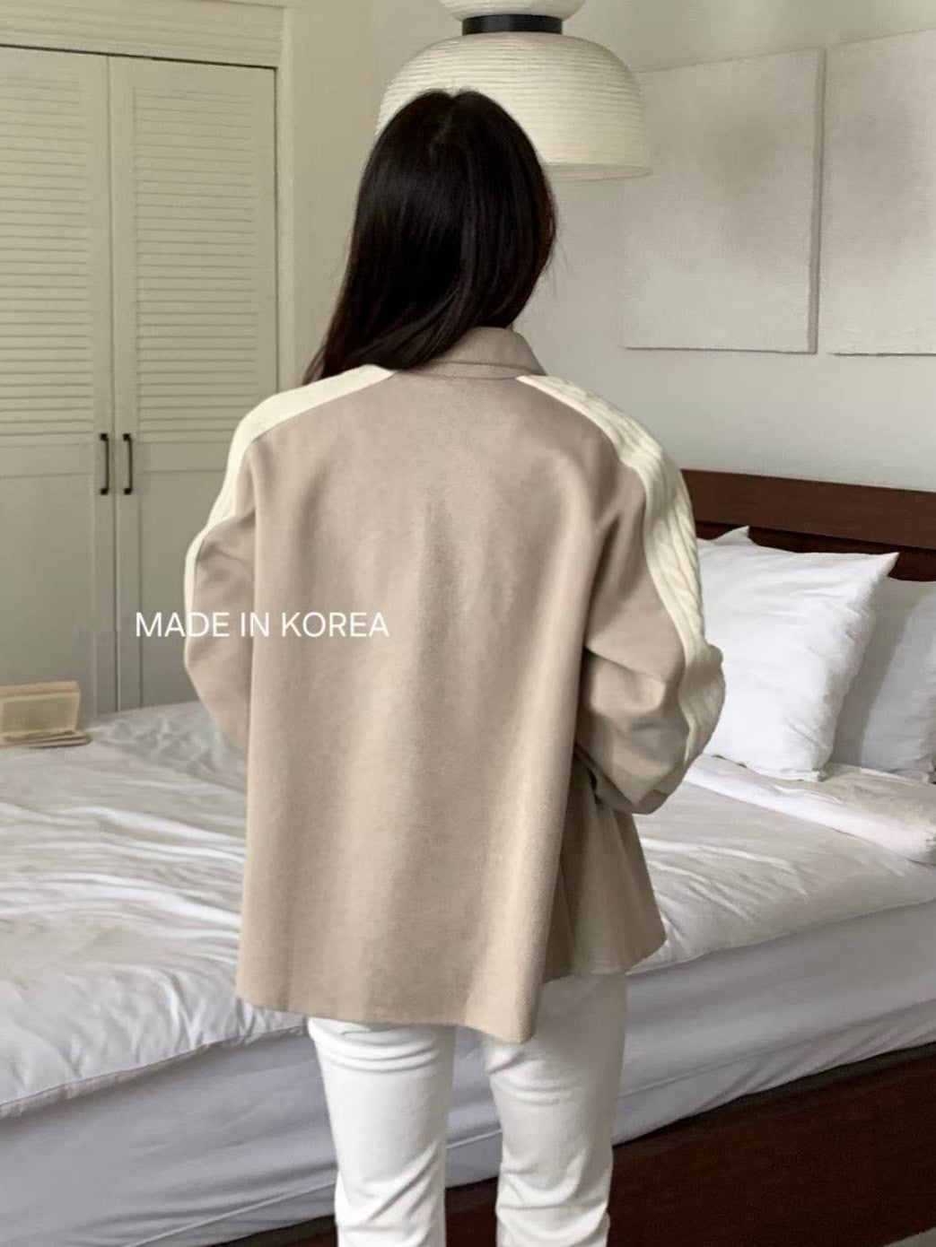 1A201 麻花紋拼接斜紋布襯衫