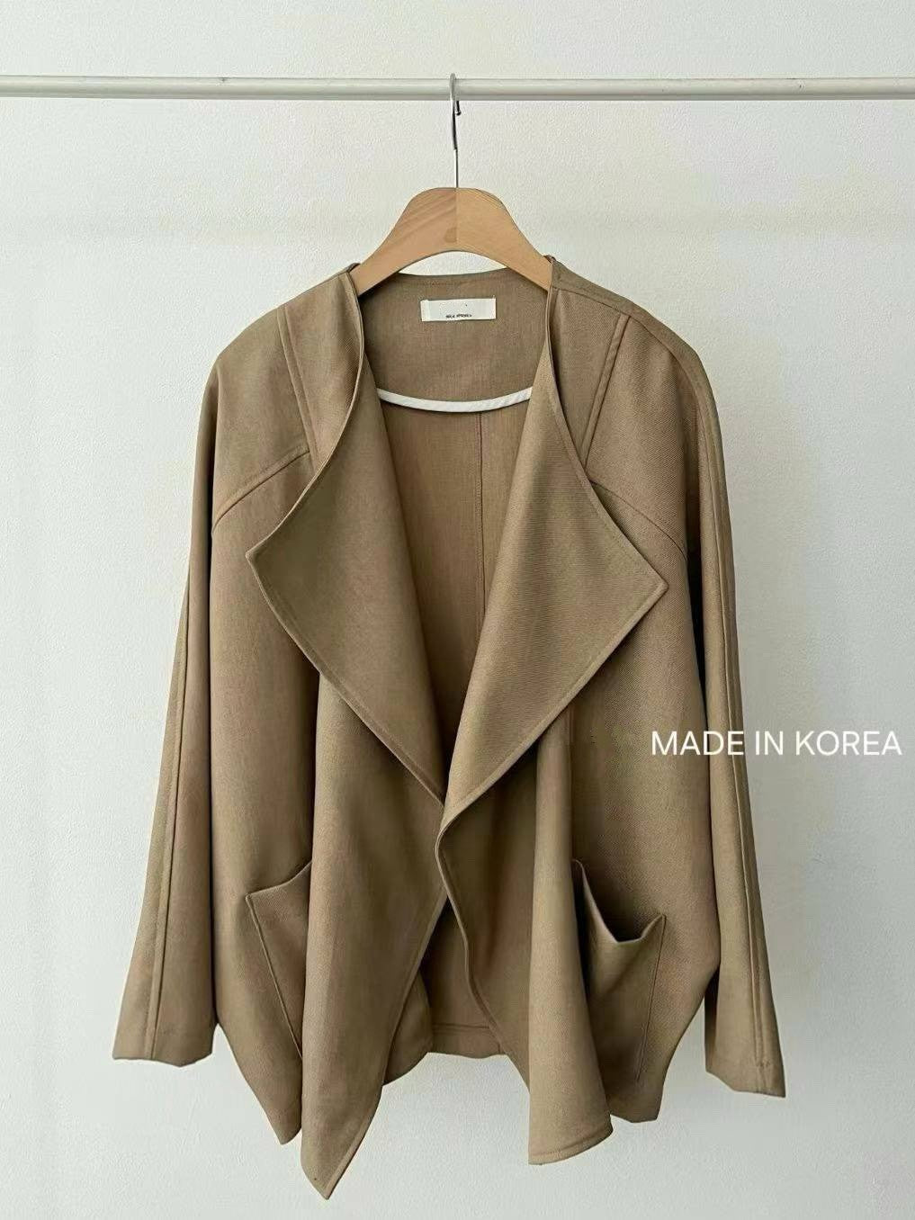 1A218 前襟大翻領斜紋布外套