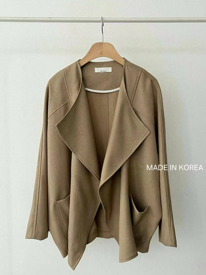 1A218 前襟大翻領斜紋布外套