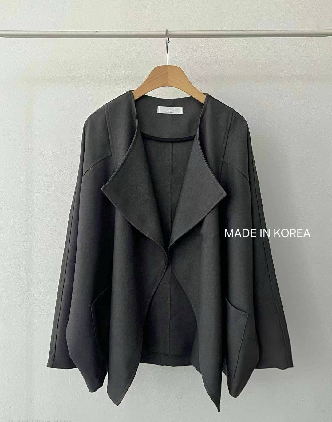 1A218 前襟大翻領斜紋布外套