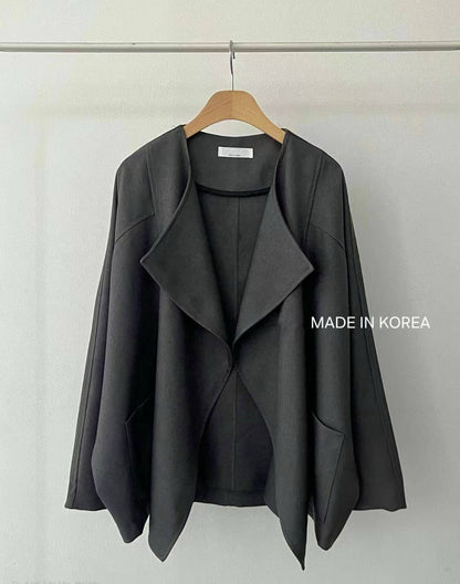 1A218 前襟大翻領斜紋布外套