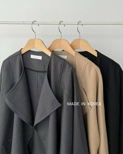 1A218 前襟大翻領斜紋布外套