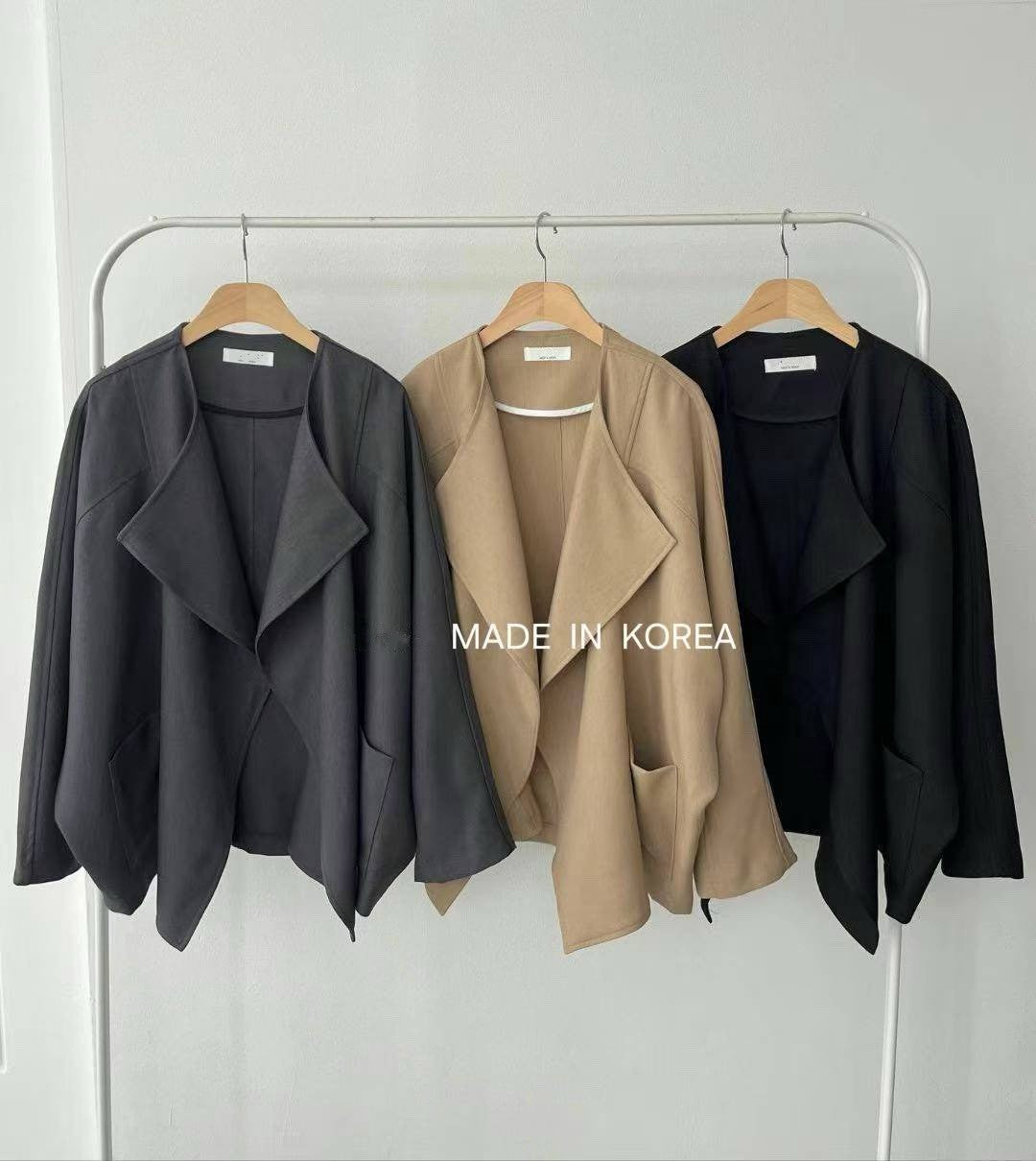 1A218 前襟大翻領斜紋布外套