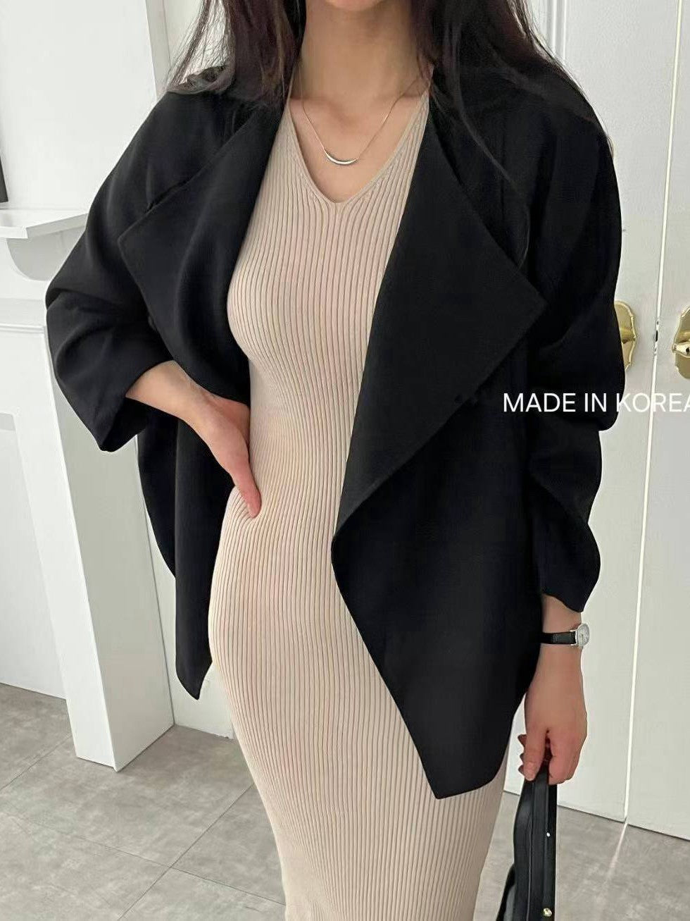 1A218 前襟大翻領斜紋布外套