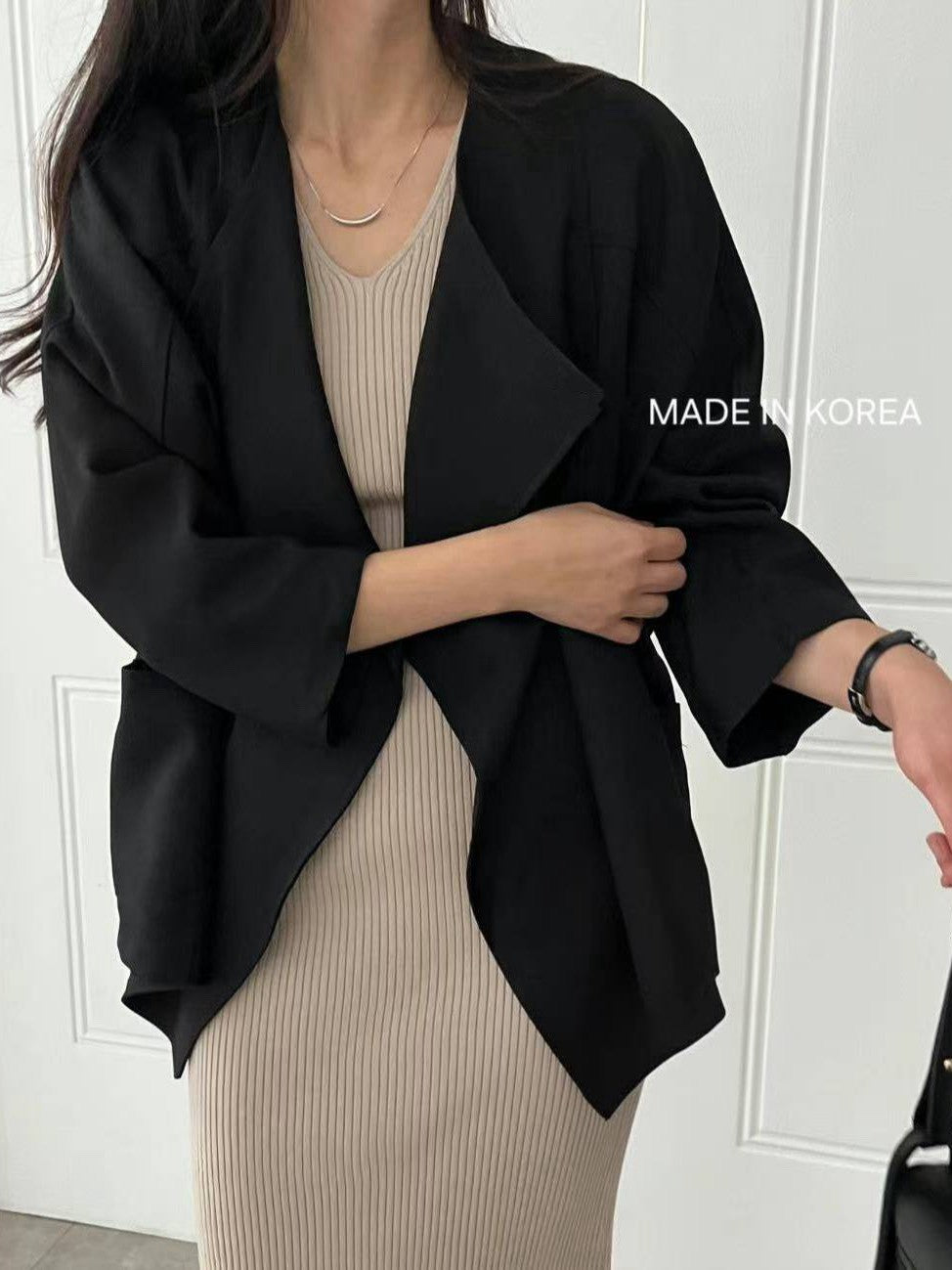 1A218 前襟大翻領斜紋布外套