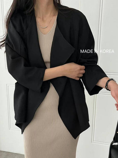 1A218 前襟大翻領斜紋布外套