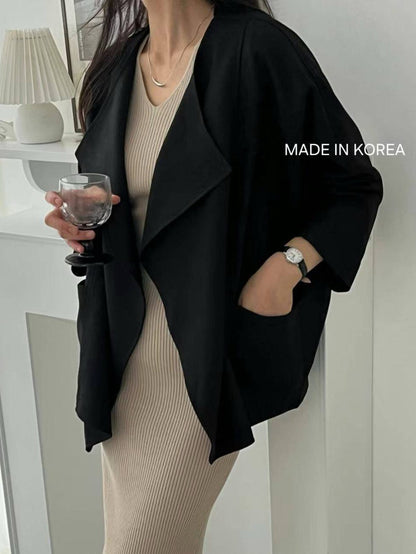 1A218 前襟大翻領斜紋布外套