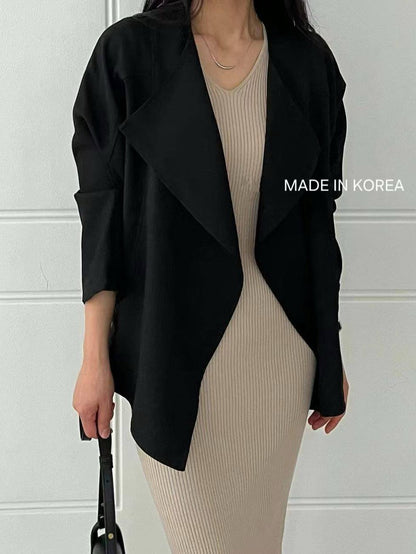 1A218 前襟大翻領斜紋布外套