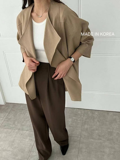 1A218 前襟大翻領斜紋布外套