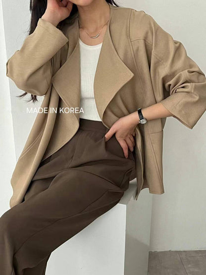 1A218 前襟大翻領斜紋布外套