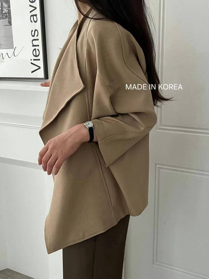 1A218 前襟大翻領斜紋布外套