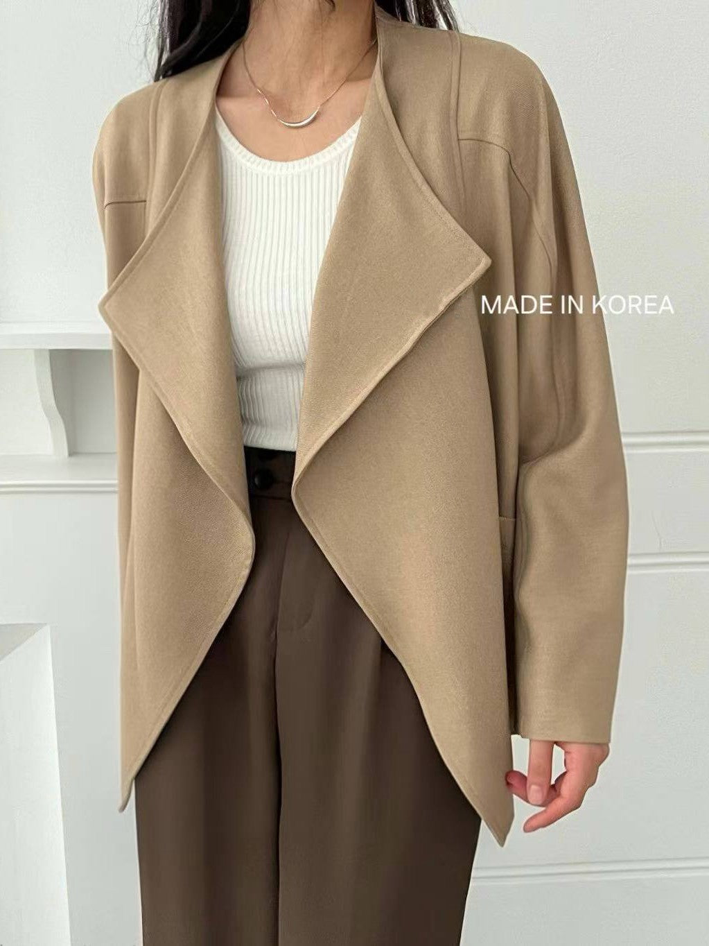 1A218 前襟大翻領斜紋布外套