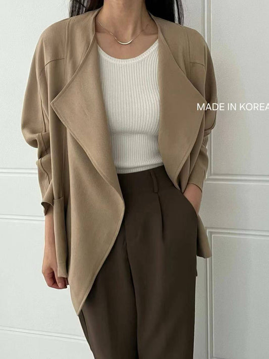 1A218 前襟大翻領斜紋布外套