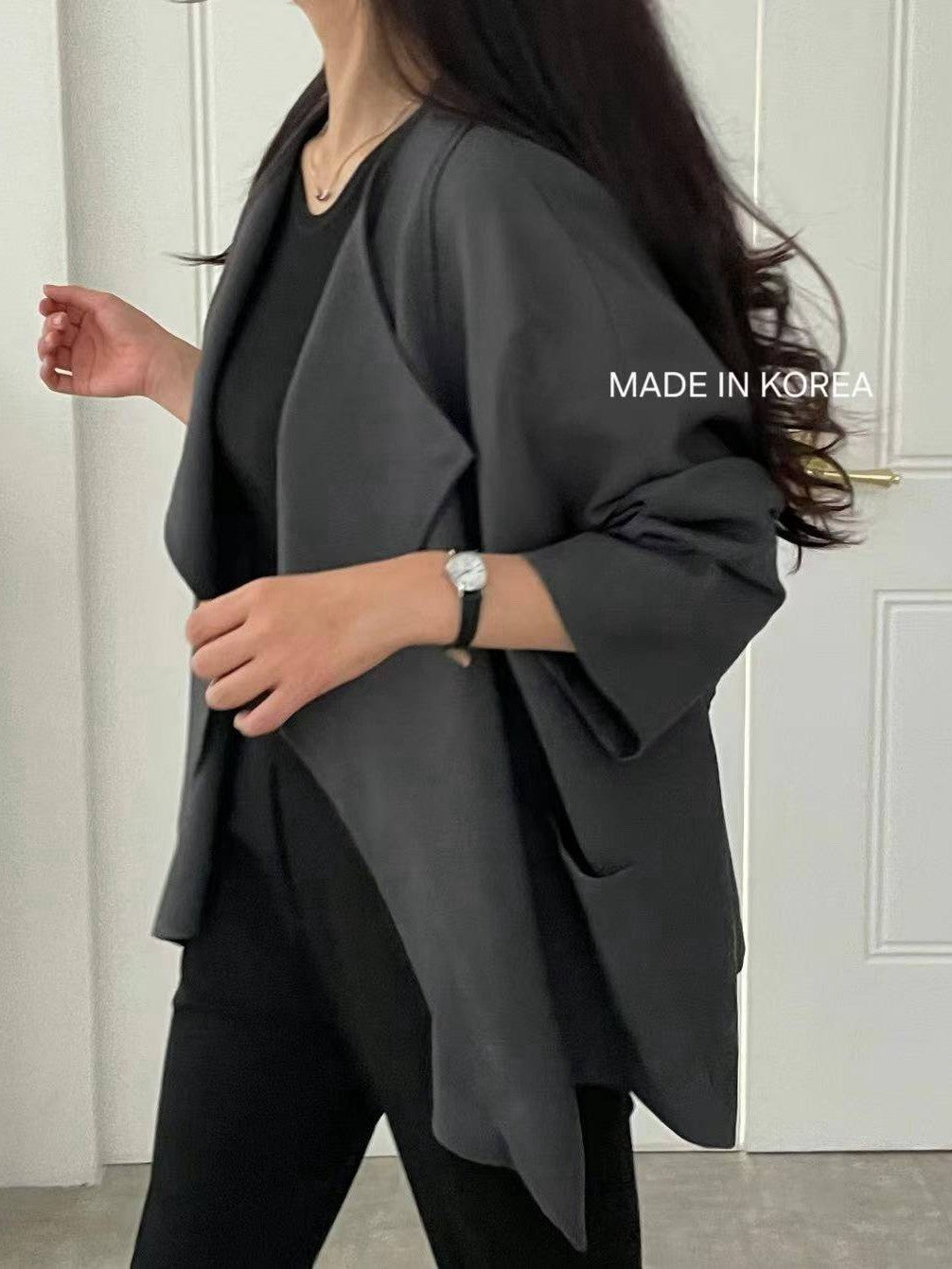 1A218 前襟大翻領斜紋布外套