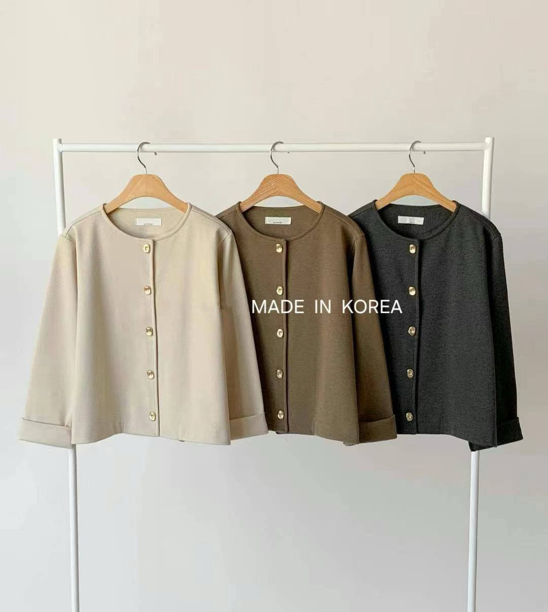 1A217 金扣圓領外套