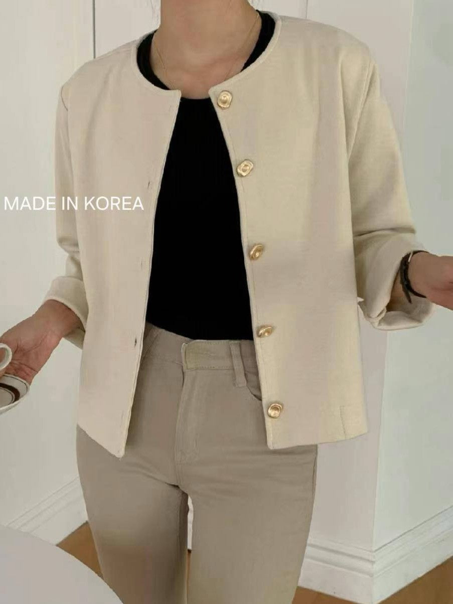 1A217 金扣圓領外套