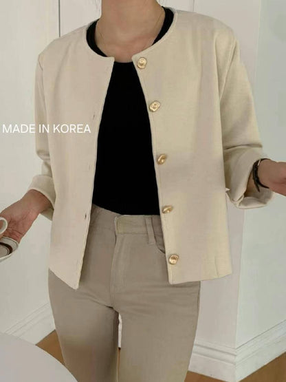 1A217 金扣圓領外套