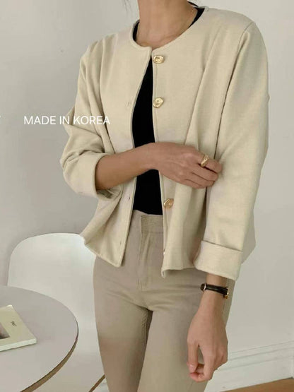 1A217 金扣圓領外套