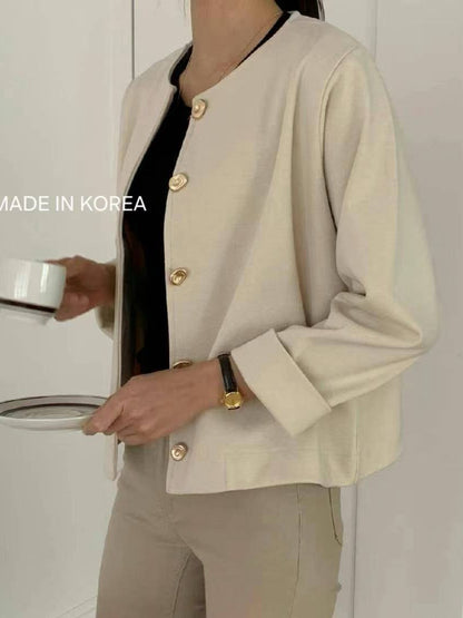 1A217 金扣圓領外套