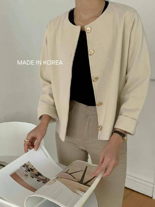 1A217 金扣圓領外套