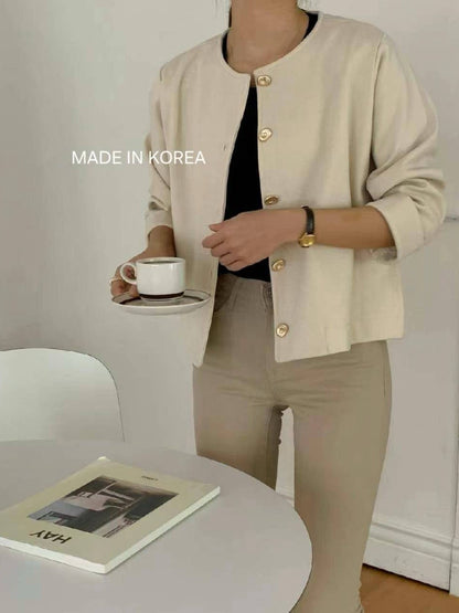 1A217 金扣圓領外套