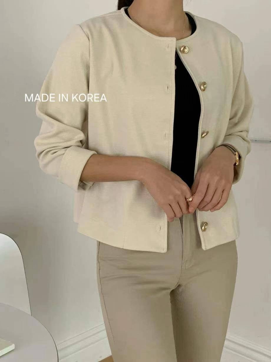 1A217 金扣圓領外套