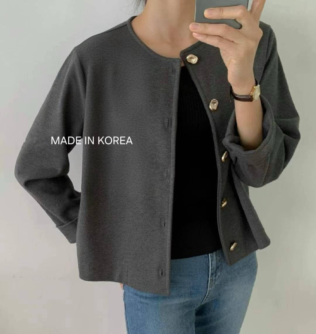 1A217 金扣圓領外套
