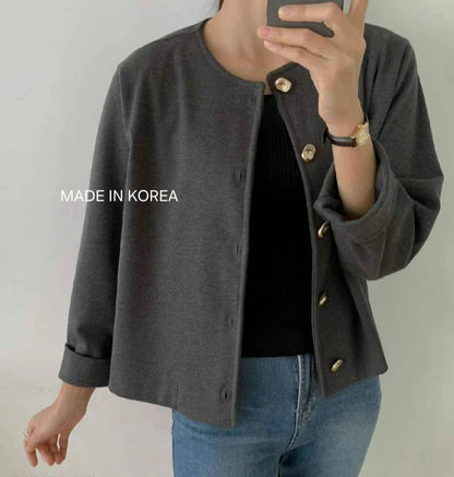 1A217 金扣圓領外套