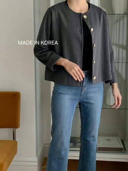 1A217 金扣圓領外套