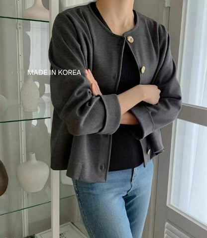 1A217 金扣圓領外套