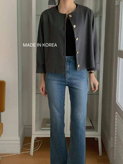 1A217 金扣圓領外套