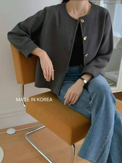 1A217 金扣圓領外套