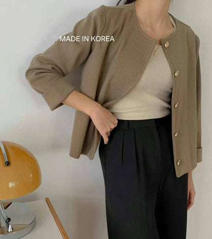 1A217 金扣圓領外套