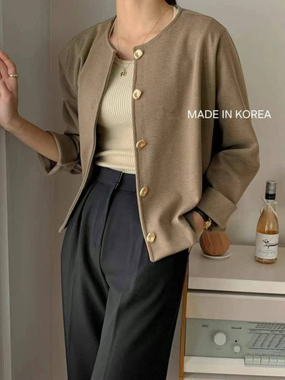 1A217 金扣圓領外套