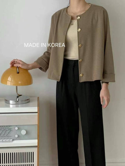 1A217 金扣圓領外套