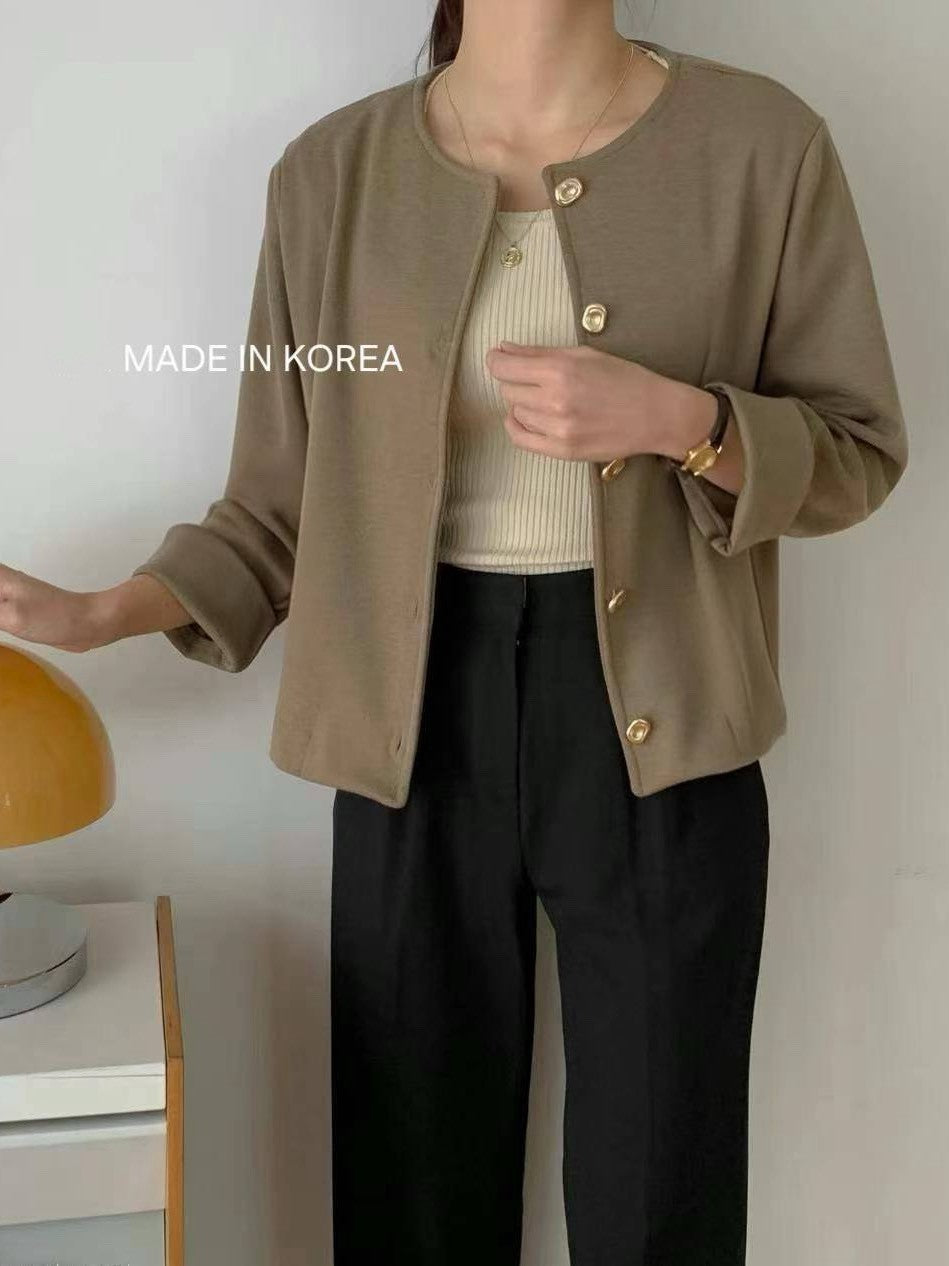 1A217 金扣圓領外套