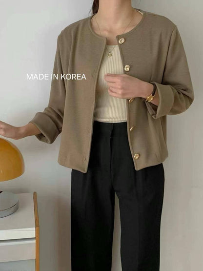 1A217 金扣圓領外套