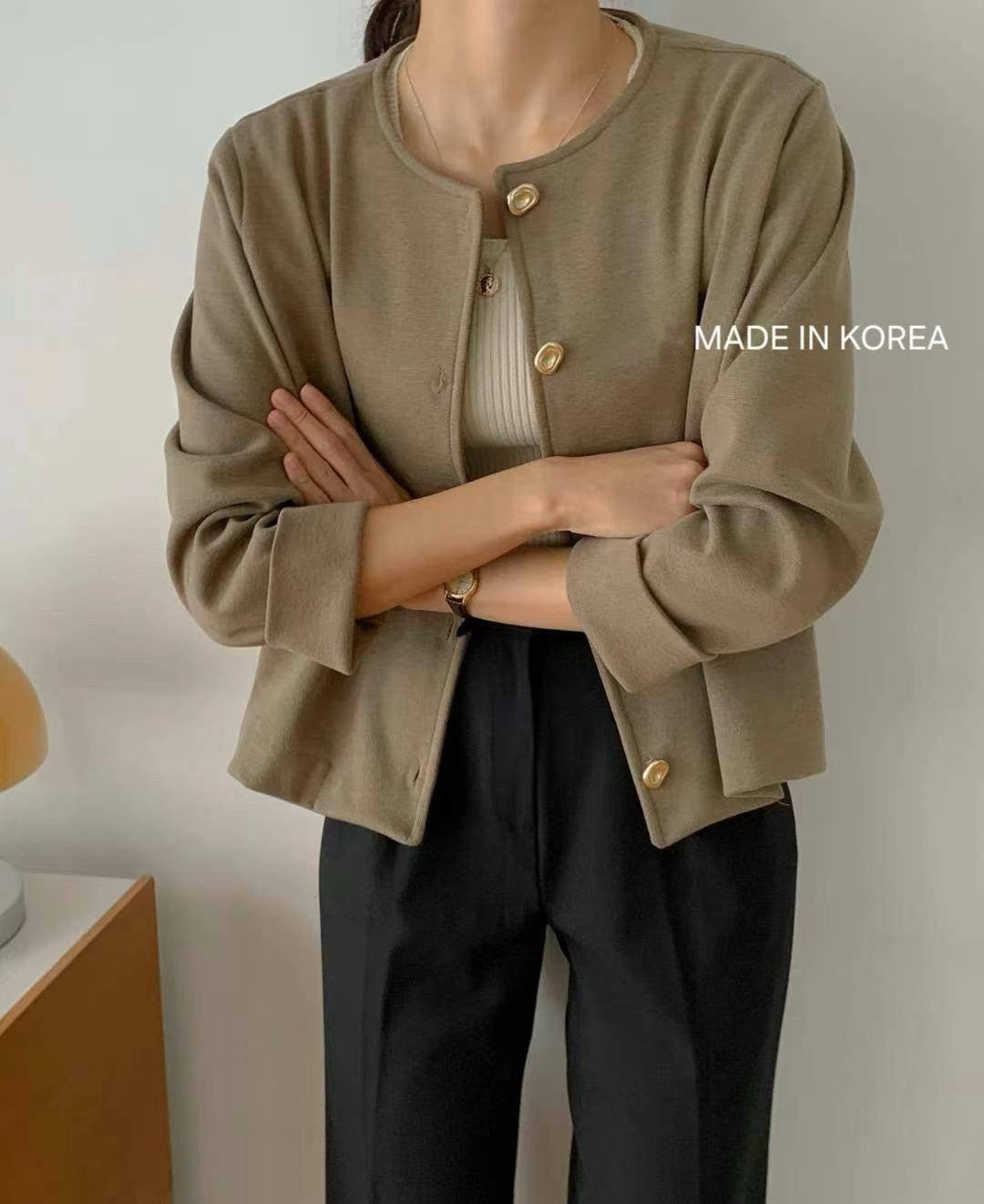 1A217 金扣圓領外套