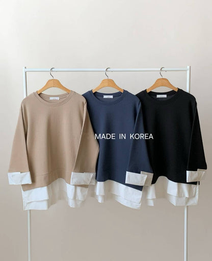 1A216 拚襯衫下擺棉質上衣