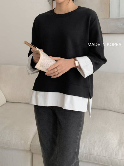 1A216 拚襯衫下擺棉質上衣