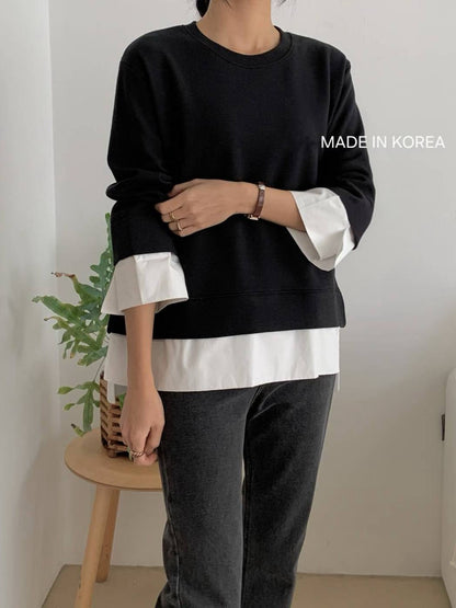 1A216 拚襯衫下擺棉質上衣