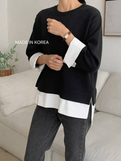 1A216 拚襯衫下擺棉質上衣