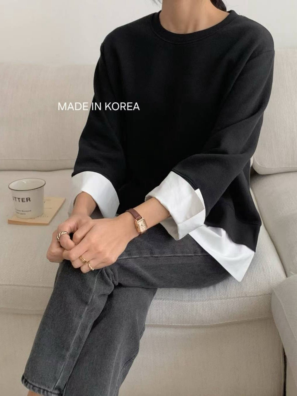 1A216 拚襯衫下擺棉質上衣