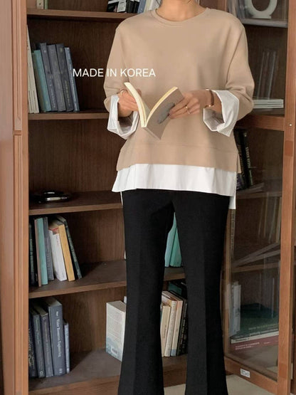 1A216 拚襯衫下擺棉質上衣