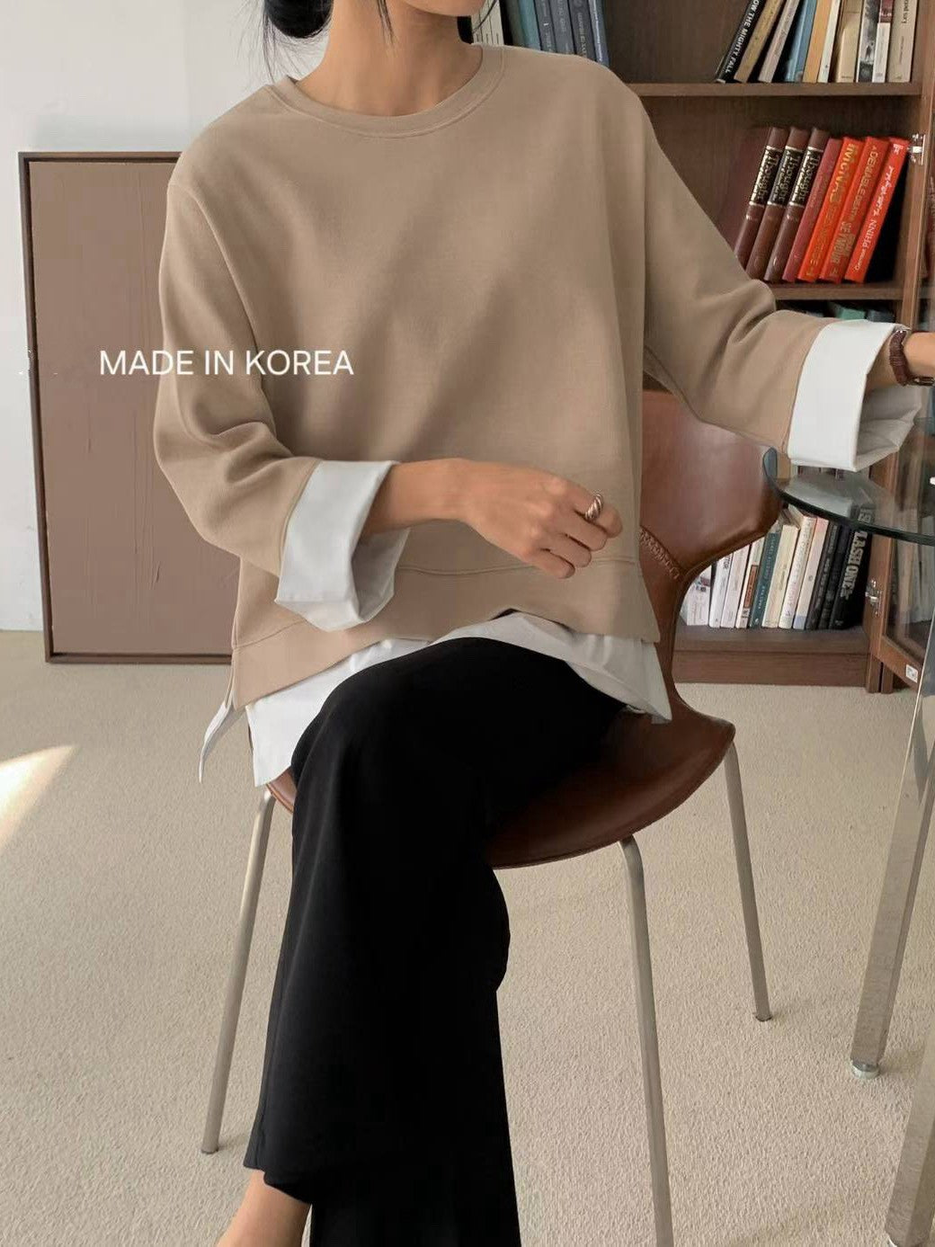 1A216 拚襯衫下擺棉質上衣