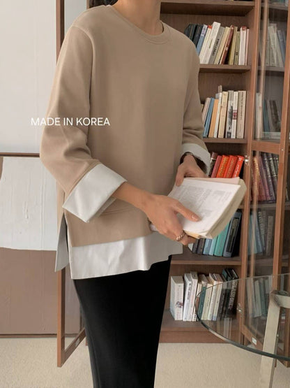 1A216 拚襯衫下擺棉質上衣