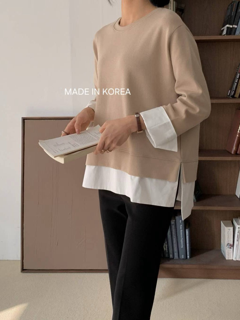 1A216 拚襯衫下擺棉質上衣