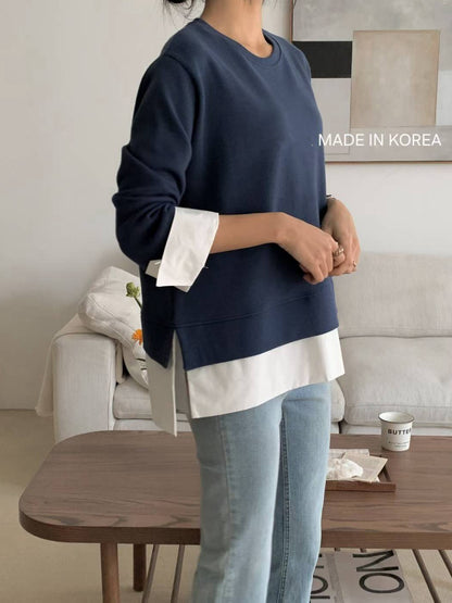 1A216 拚襯衫下擺棉質上衣