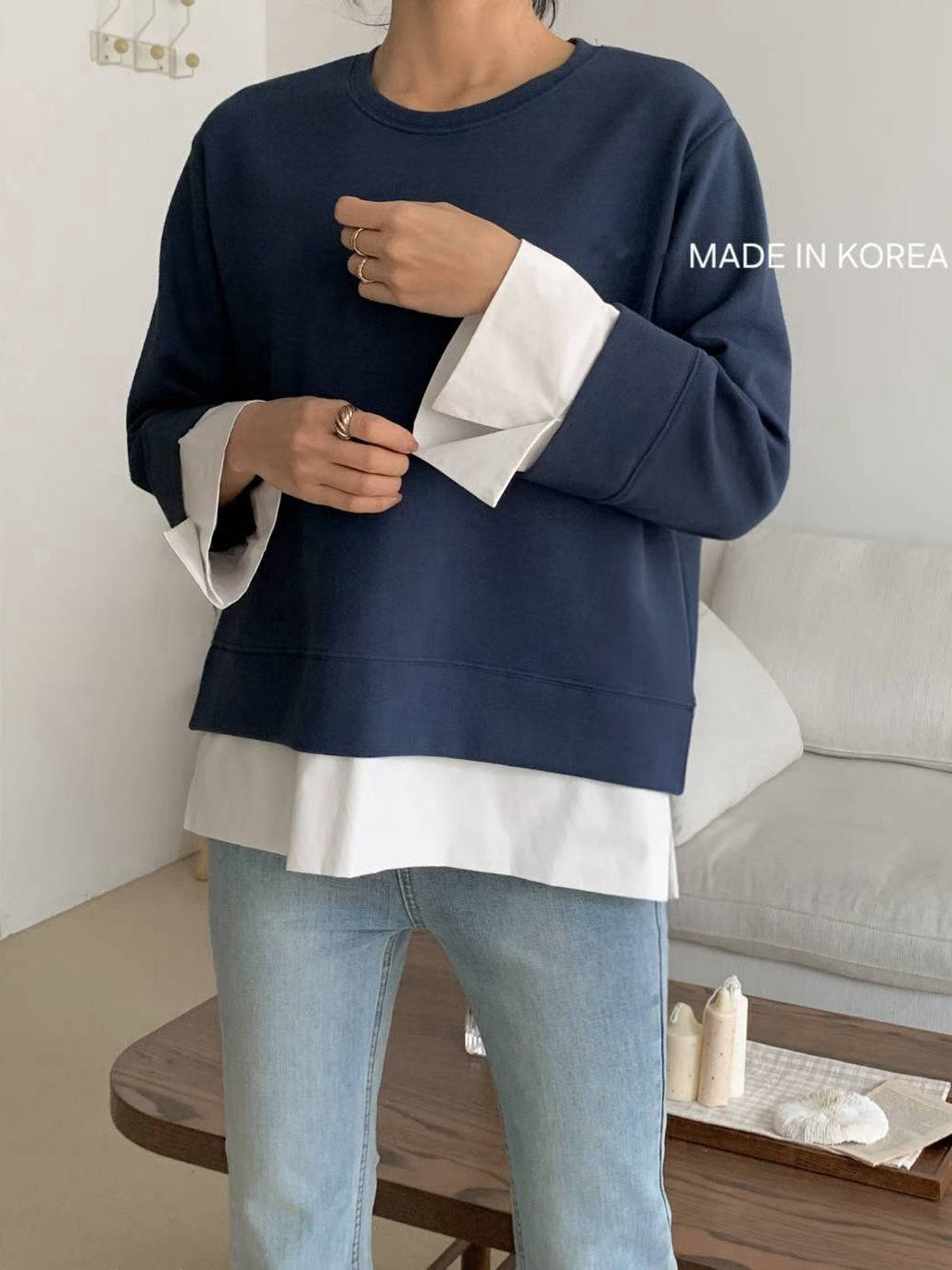 1A216 拚襯衫下擺棉質上衣