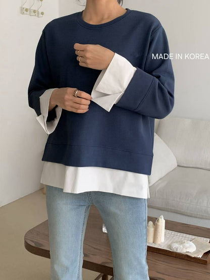 1A216 拚襯衫下擺棉質上衣